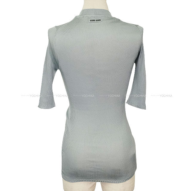 2024AW Miu Miu Knit Top Middle neck Turtle neck Rib Half length Astro Silk #42 MMR458 S000 18BQ[BRAND NEW][Authentic]