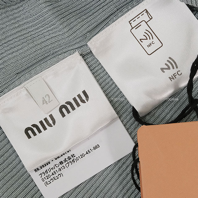 2024AW Miu Miu Knit Top Middle neck Turtle neck Rib Half length Astro Silk #42 MMR458 S000 18BQ[BRAND NEW][Authentic]