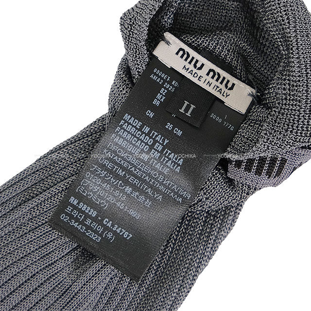 Miu Miu Socks knee-high Simple Grey Silk MCZ522[BRAND NEW][Authentic]