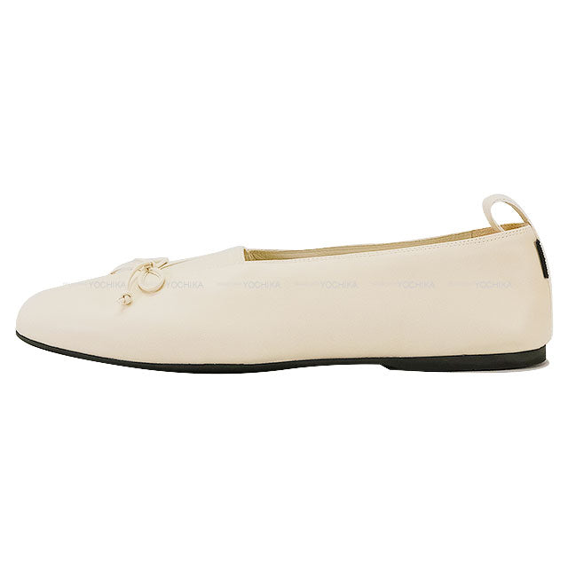 Miu Miu Flat Shoes Élan Ballerina #38 Ivory Nappa Leather #38 5F552E 038 F0304[BRAND NEW][Authentic]