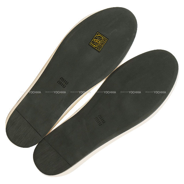 Miu Miu Flat Shoes Élan Ballerina #38 Ivory Nappa Leather #38 5F552E 038 F0304[BRAND NEW][Authentic]