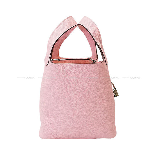 HERMES Handbag Picotin Lock 18 PM Rose Sakura Taurillon Clemence Silver HW Stamp Z[EXCELLENT][Authentic]