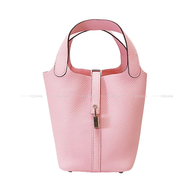 HERMES Handbag Picotin Lock 18 PM Rose Sakura Taurillon Clemence Silver HW Stamp Z[EXCELLENT][Authentic]