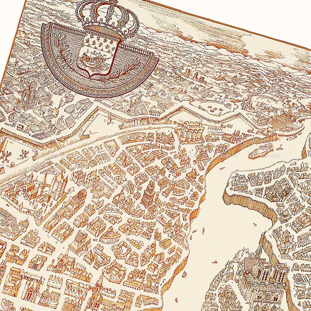 2019AW HERMES scarf Carre 90 La Cite Cavaliere Cream/Camel/Tabac Silk100%[EXCELLENT][Authentic]