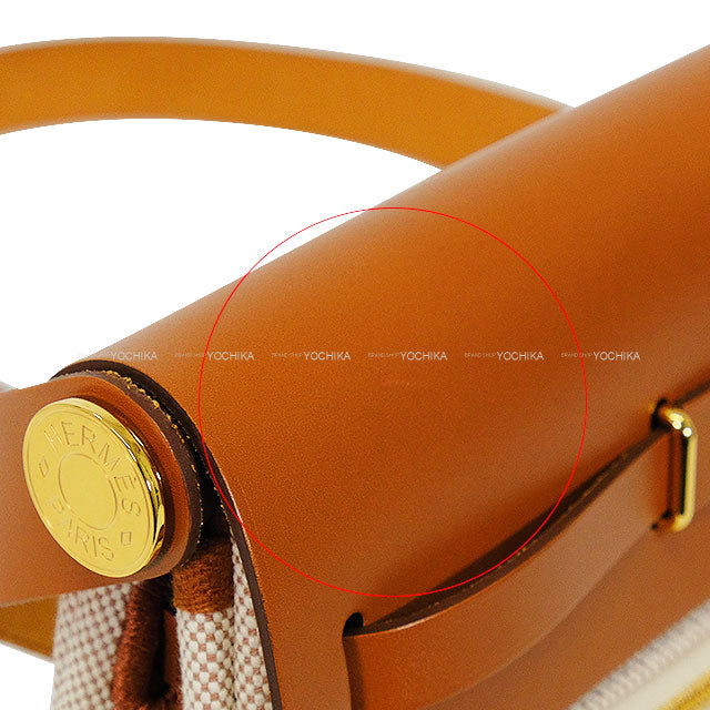 HERMES Shoulder bag Herbag Zip 20 Mini Fauve/Naturel Barenia Faubourg/Vache Hunter Gold HW Stamp K[BRAND NEW][Authentic]