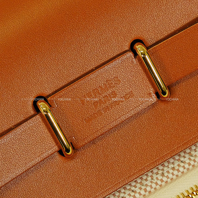 HERMES Shoulder bag Herbag Zip 20 Mini Fauve/Naturel Barenia Faubourg/Vache Hunter Gold HW Stamp K[BRAND NEW][Authentic]