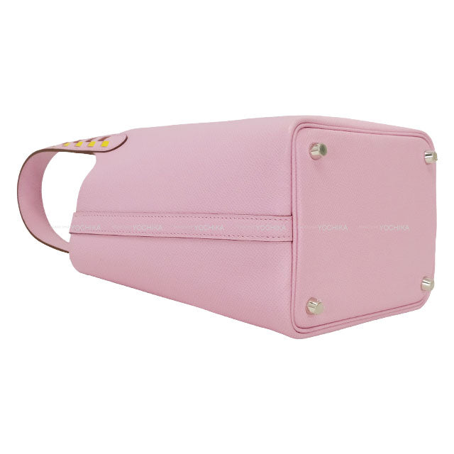HERMES Handbag Picotin Lock 18 PM Tressage De Cuir Chevron Mauve sylvestre/Rouge H/Jaune de Naples Veau Epsom Silver HW Stamp Y[EXCELLENT][Authentic]