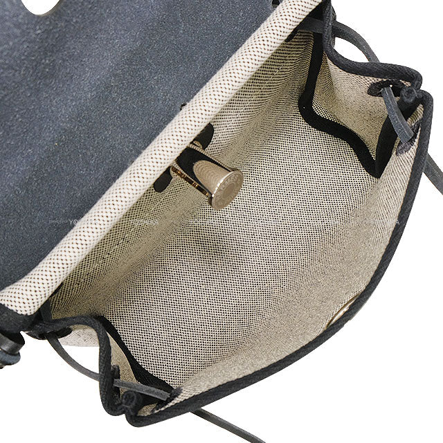 HERMES Shoulder bag Herbag Zip 20 Mini Noir (Black)/Ecru Toile Militaire/Vache Hunter Silver HW Stamp K[BRAND NEW][Authentic]