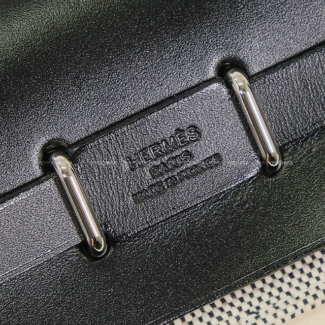 HERMES Shoulder bag Herbag Zip 20 Mini Noir (Black)/Ecru Toile Militaire/Vache Hunter Silver HW Stamp K[BRAND NEW][Authentic]