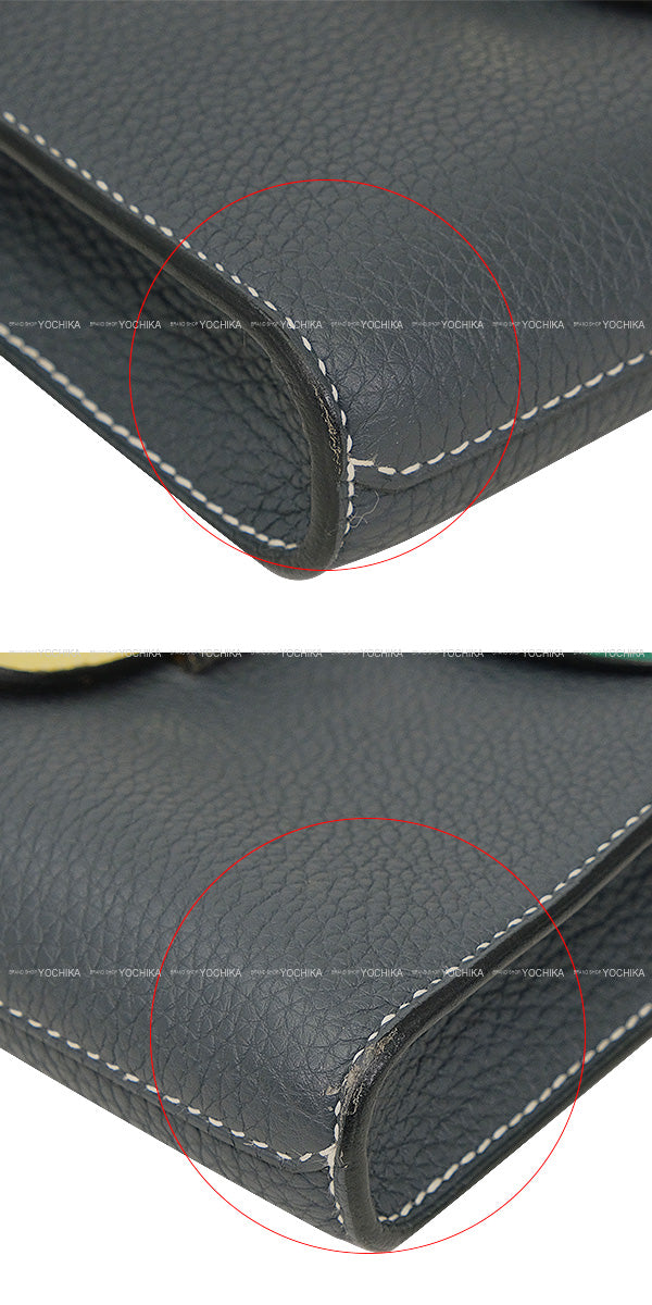 [Pre-loved] HERMES Messenger bag Sac a depeches 21 2 Color Block Gris Misty/Vert Vertigo/Jaune Poussin Veau Togo Silver HW Stamp W[LIKE NEW][Authentic]