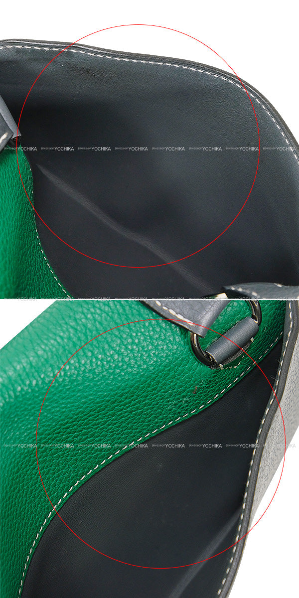 [Pre-loved] HERMES Messenger bag Sac a depeches 21 2 Color Block Gris Misty/Vert Vertigo/Jaune Poussin Veau Togo Silver HW Stamp W[LIKE NEW][Authentic]