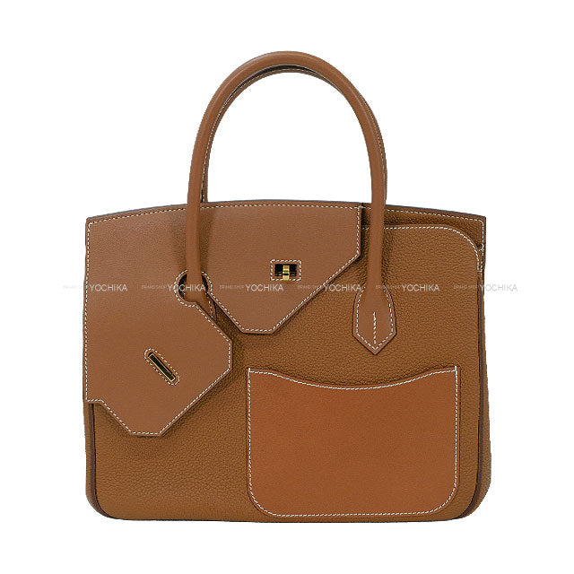 [Pre-loved] HERMES Handbag Birkin30 En Desordre Gold Veau Togo/Veau Swift/Vache Hunter Gold HW Stamp B[LIKE NEW][Authentic]