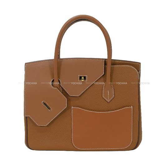 [Pre-loved] HERMES Handbag Birkin30 En Desordre Gold Veau Togo/Veau Swift/Vache Hunter Gold HW Stamp B[LIKE NEW][Authentic]