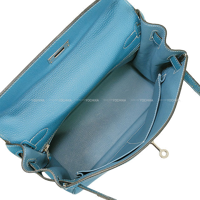 [Pre-loved] HERMES Shoulder bag Kelly28 Retourne Bleu Jean Veau Togo Silver HW Stamp □L[LIKE NEW][Authentic]