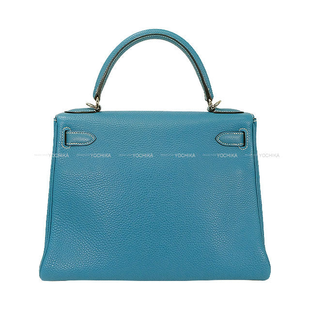 [Pre-loved] HERMES Shoulder bag Kelly28 Retourne Bleu Jean Veau Togo Silver HW Stamp □L[LIKE NEW][Authentic]