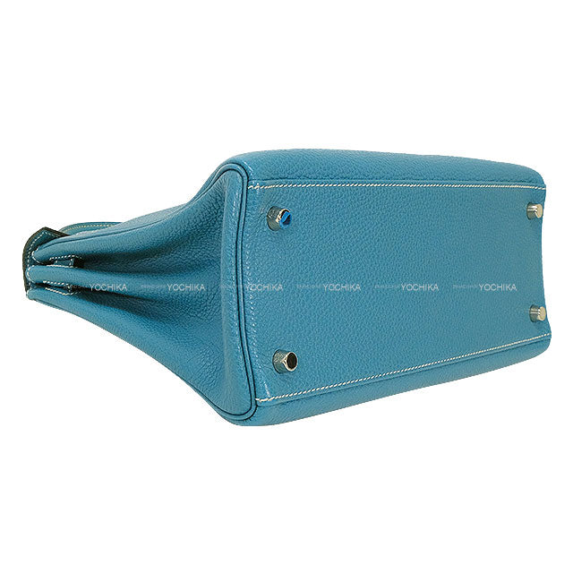 [Pre-loved] HERMES Shoulder bag Kelly28 Retourne Bleu Jean Veau Togo Silver HW Stamp □L[LIKE NEW][Authentic]