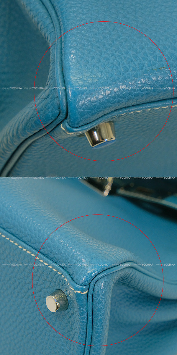 [Pre-loved] HERMES Shoulder bag Kelly28 Retourne Bleu Jean Veau Togo Silver HW Stamp □L[LIKE NEW][Authentic]