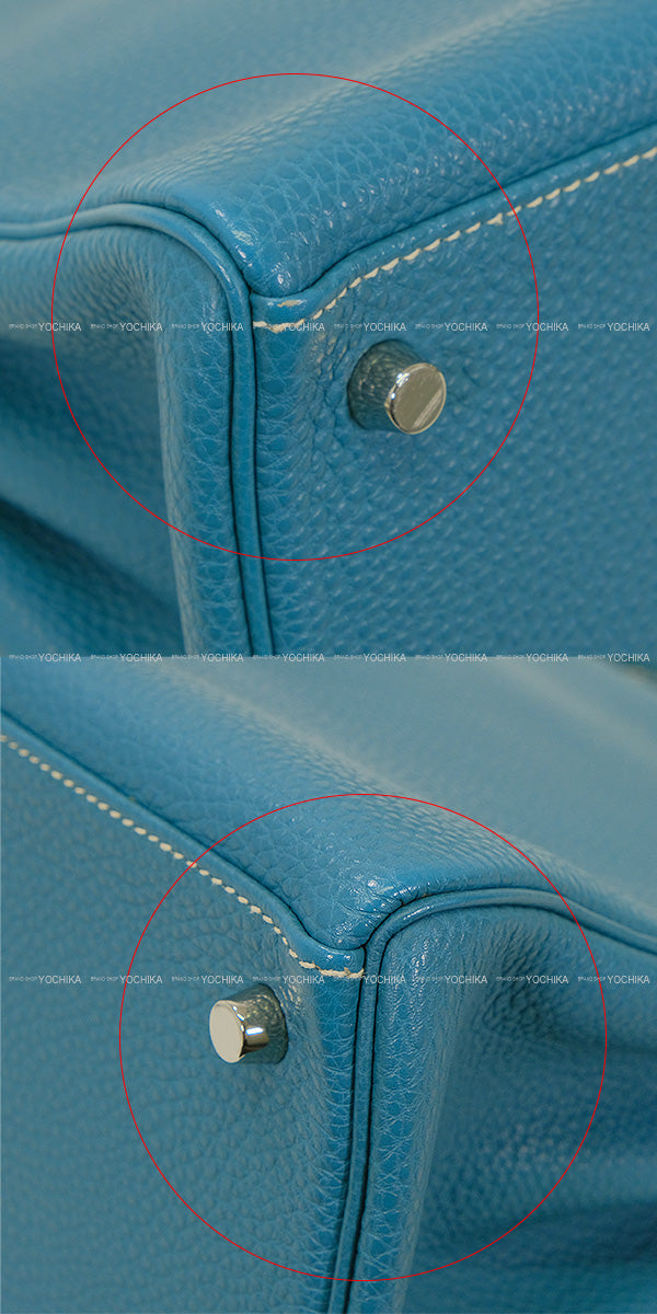 [Pre-loved] HERMES Shoulder bag Kelly28 Retourne Bleu Jean Veau Togo Silver HW Stamp □L[LIKE NEW][Authentic]