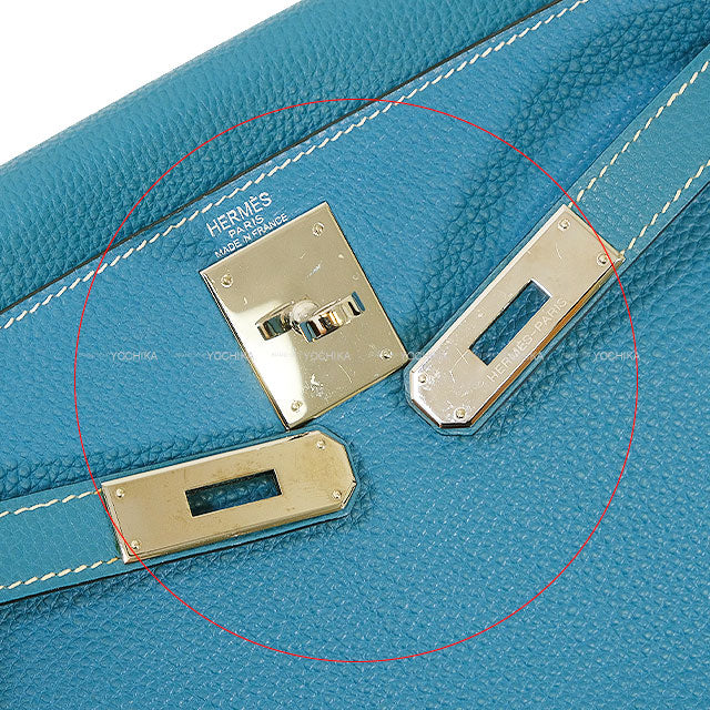 [Pre-loved] HERMES Shoulder bag Kelly28 Retourne Bleu Jean Veau Togo Silver HW Stamp □L[LIKE NEW][Authentic]