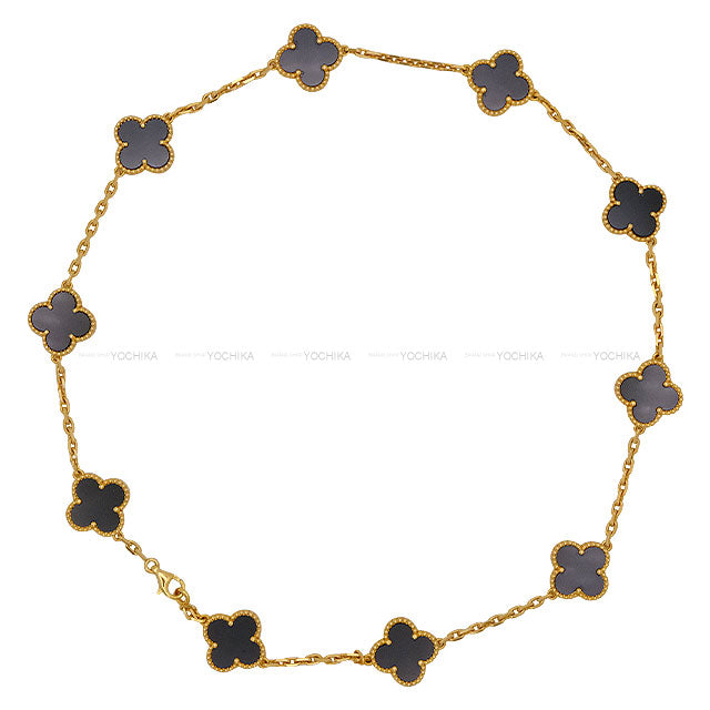 [Pre-loved] Van Cleef & Arpels necklace Vintage Alhambra 10 Motifs Noir (Black)/Gold 18KYG/Onyx[LIKE NEW][Authentic]