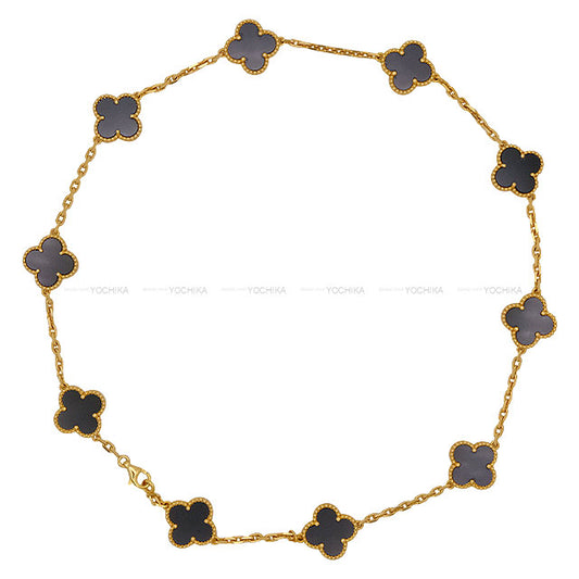 [Pre-loved] Van Cleef & Arpels necklace Vintage Alhambra 10 Motifs Noir (Black)/Gold 18KYG/Onyx[LIKE NEW][Authentic]