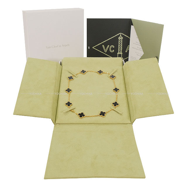 [Pre-loved] Van Cleef & Arpels necklace Vintage Alhambra 10 Motifs Noir (Black)/Gold 18KYG/Onyx[LIKE NEW][Authentic]