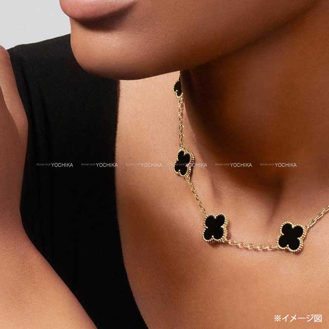 [Pre-loved] Van Cleef & Arpels necklace Vintage Alhambra 10 Motifs Noir (Black)/Gold 18KYG/Onyx[LIKE NEW][Authentic]