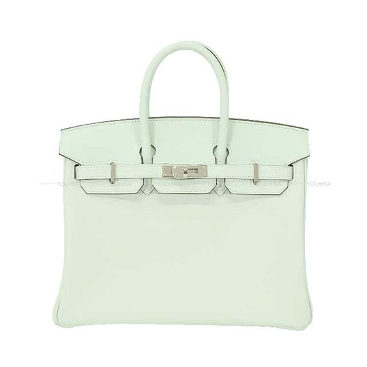 HERMES Handbag Birkin25 Vert Peppermint Veau Swift Silver HW Stamp W[ALMOST NEW][Authentic]