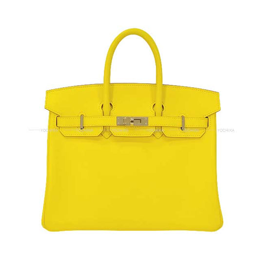 [Pre-loved] HERMES Handbag Birkin25 Lime Veau Swift Silver HW Stamp Y[USED SA][Authentic]