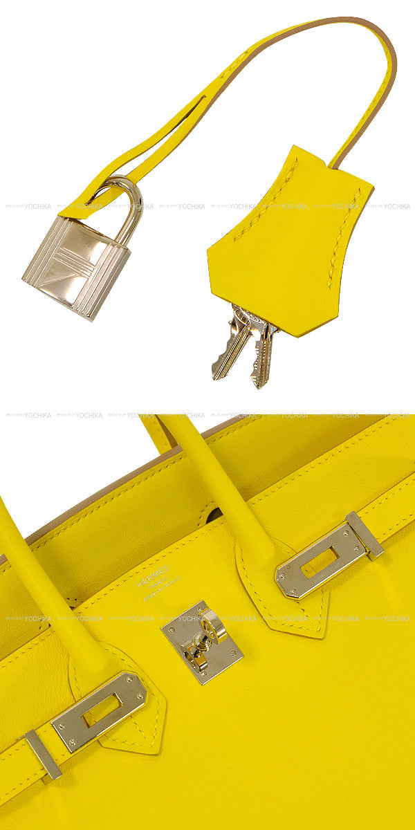 [Pre-loved] HERMES Handbag Birkin25 Lime Veau Swift Silver HW Stamp Y[USED SA][Authentic]