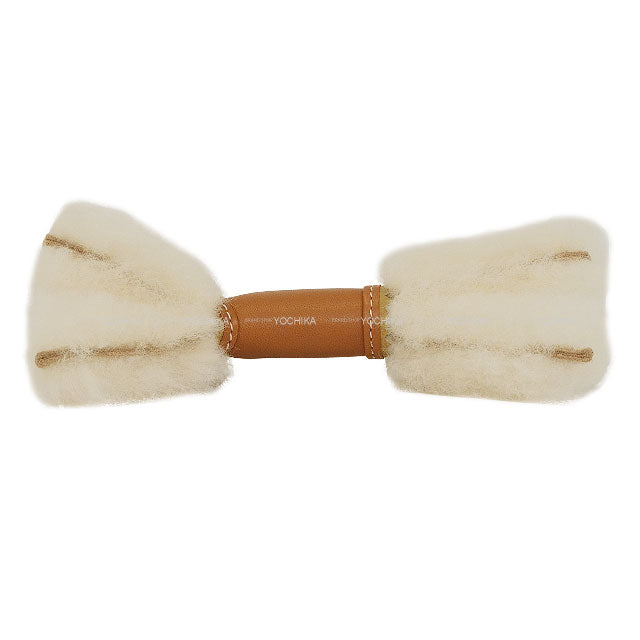 HERMES bag charm Buddy with Studs Collar Gold/Poussiere/Ecru Agneau Milo/Mouton Gold HW Stamp K[BRAND NEW][Authentic]