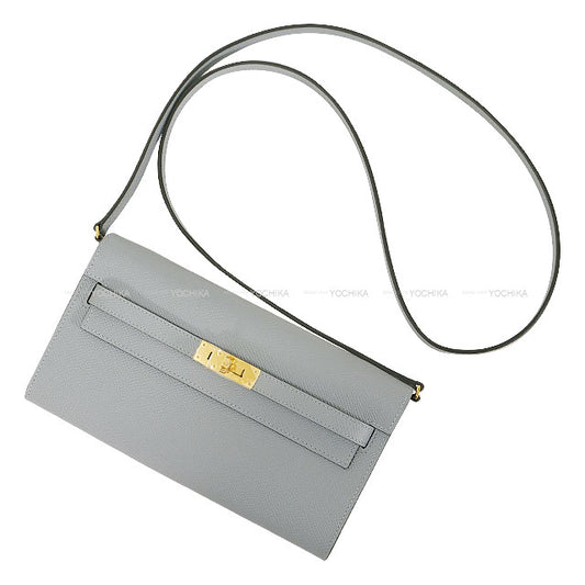 HERMES long wallet Kelly Wallet To Go Long Gris Pantin Veau Epsom Gold HW Stamp K[EXCELLENT][Authentic]