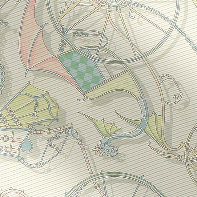 HERMES scarf Carre 45 Gavroche Carre45 Voitures en Equilibre Aqua/Menthol/Pink Silk Mousseline100%[BRAND NEW][Authentic]