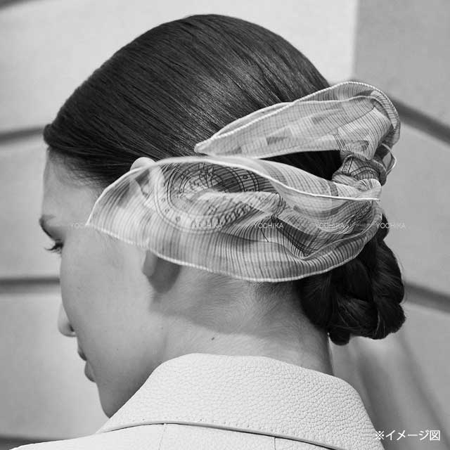 HERMES scarf Carre 45 Gavroche Carre45 Voitures en Equilibre Aqua/Menthol/Pink Silk Mousseline100%[BRAND NEW][Authentic]