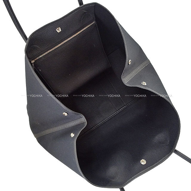 [Pre-loved] HERMES tote bag Garden Party 49 GM Voyage Noir (Black) Toile Militaire/Veau Negonda Silver HW Stamp Z[LIKE NEW][Authentic]