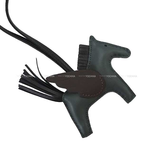 HERMES bag charm Rodeo Pegasus PM Vert Mangrove/Ebene/Noir (Black) Agneau Milo/Veau Swift Stamp K[BRAND NEW][Authentic]