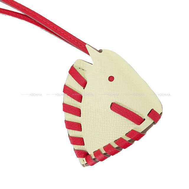 HERMES bag charm Cheval Tresse Rouge Radieux/Jaune Milton Veau Epsom Stamp K[BRAND NEW][Authentic]