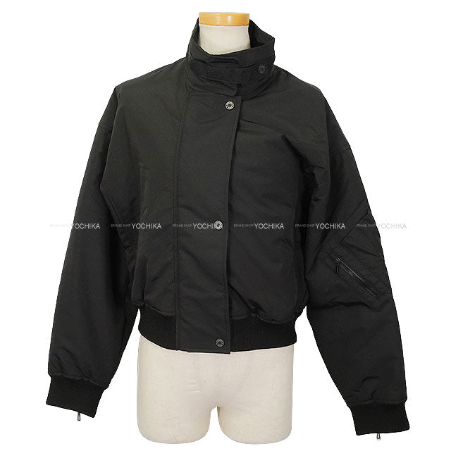 HERMES Blouson Clou de Selle Cartouche Bomber Jacket Noir (Black) Wool/Nylon #34 Silver HW[BRAND NEW][Authentic]