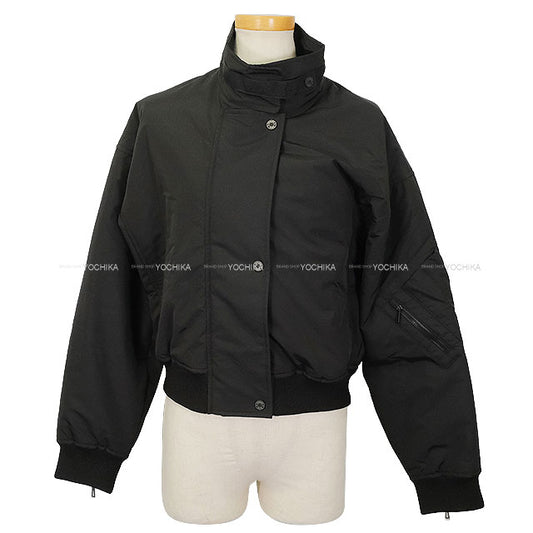 HERMES Blouson Clou de Selle Cartouche Bomber Jacket Noir (Black) Wool/Nylon #34 Silver HW[BRAND NEW][Authentic]