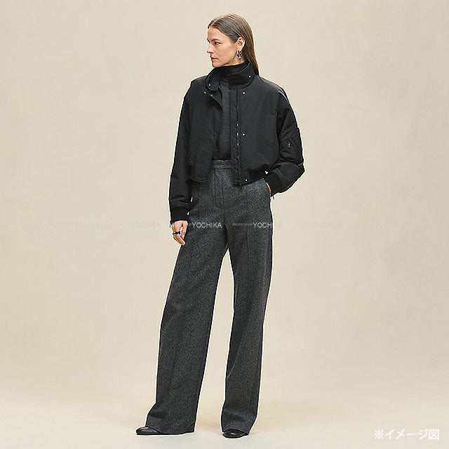HERMES Blouson Clou de Selle Cartouche Bomber Jacket Noir (Black) Wool/Nylon #34 Silver HW[BRAND NEW][Authentic]
