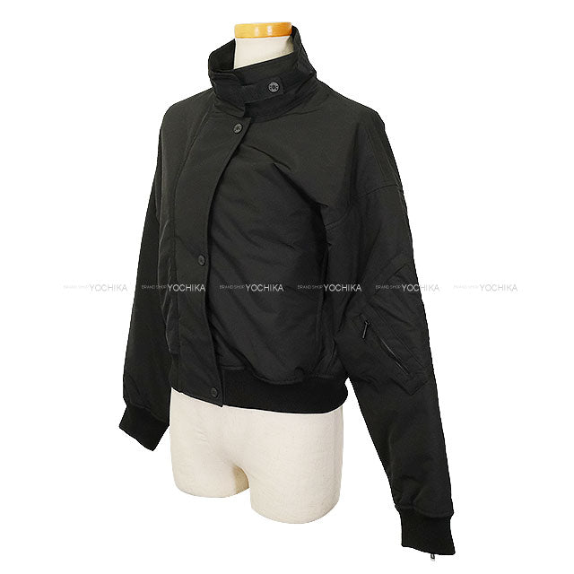 HERMES Blouson Clou de Selle Cartouche Bomber Jacket Noir (Black) Wool/Nylon #34 Silver HW[BRAND NEW][Authentic]