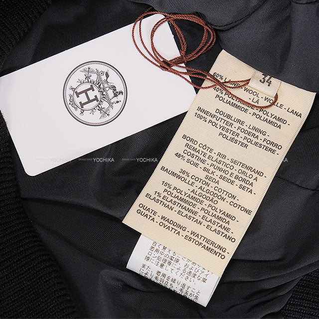 HERMES Blouson Clou de Selle Cartouche Bomber Jacket Noir (Black) Wool/Nylon #34 Silver HW[BRAND NEW][Authentic]