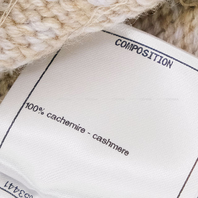 22/23 AW CHANEL Vests Knit COCO Logo Sequin Beige/Pink/Purple Cashmere #38 Champagne Gold HW P73877[EXCELLENT][Authentic]