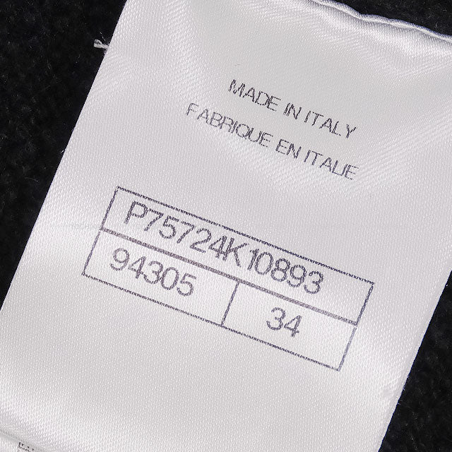 2023AW CHANEL Cardigan Short COCO Logo No-Collar Chain Noir (Black) Cashmere #34 Gold HW P75724[EXCELLENT][Authentic]