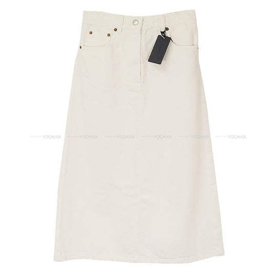 PRADA skirt Logo Plate Denim High-Rise Medium Blanc (White) Cotton #38[BRAND NEW][Authentic]