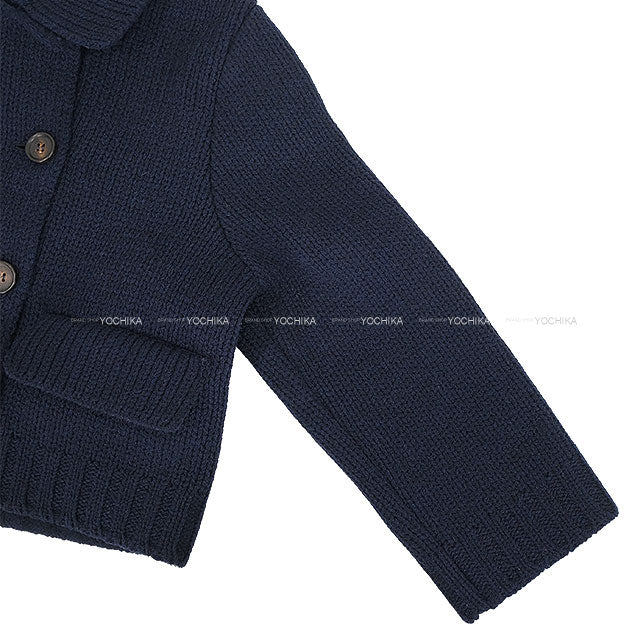 2024AW Miu Miu Tailored jacket Double-Breasted Natte Cropped Knit Navy Wool #40 MMJ115[EXCELLENT][Authentic]