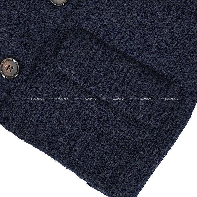 2024AW Miu Miu Tailored jacket Double-Breasted Natte Cropped Knit Navy Wool #40 MMJ115[EXCELLENT][Authentic]
