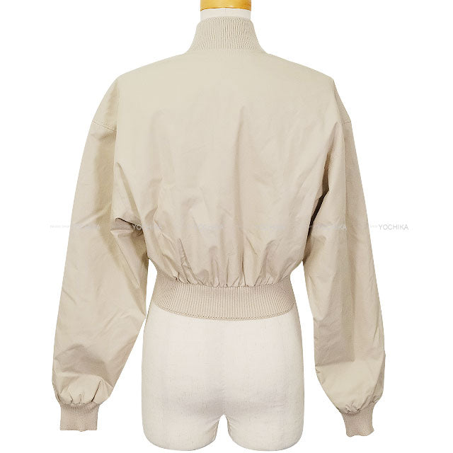 Miu Miu Blouson Panama Cotton Cropped Jacket Ivory Cotton/Polyester #36 Champagne Gold HW ML1050[BRAND NEW][Authentic]