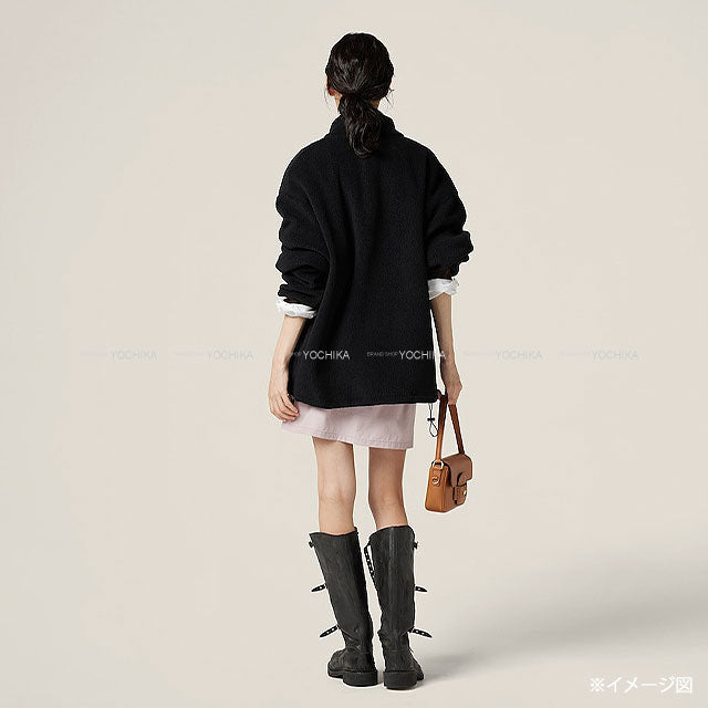 [Pre-loved] Miu Miu Sweat Shirt Logo Fleece Half-Zip Noir (Black) Polyester/Recycle Polyester #XS MJL043[LIKE NEW][Authentic]