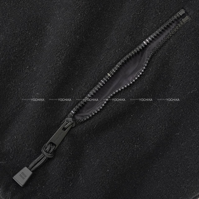 [Pre-loved] Miu Miu Sweat Shirt Logo Fleece Half-Zip Noir (Black) Polyester/Recycle Polyester #XS MJL043[LIKE NEW][Authentic]